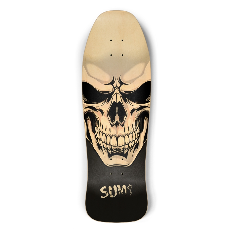 sum1sk8boards skull old school shape skateboard
