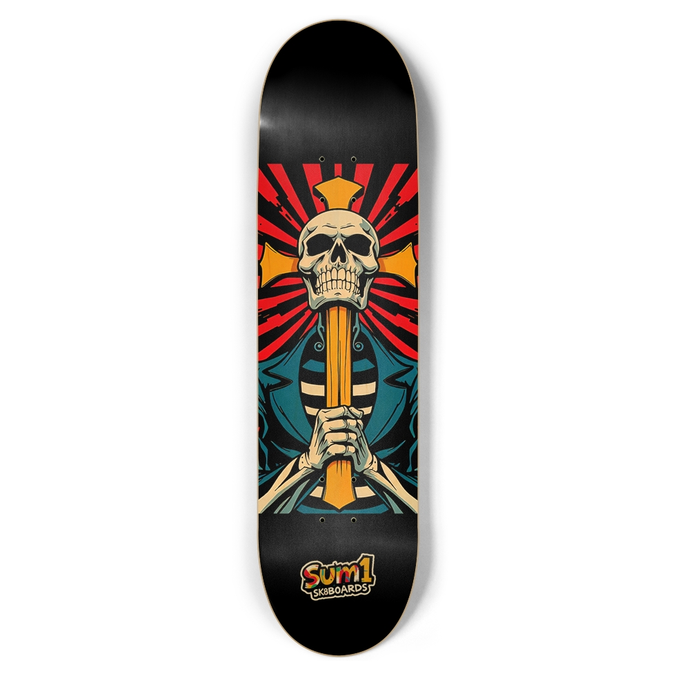 sum1sk8boards skull & cross 8.5 popsicle skateboard