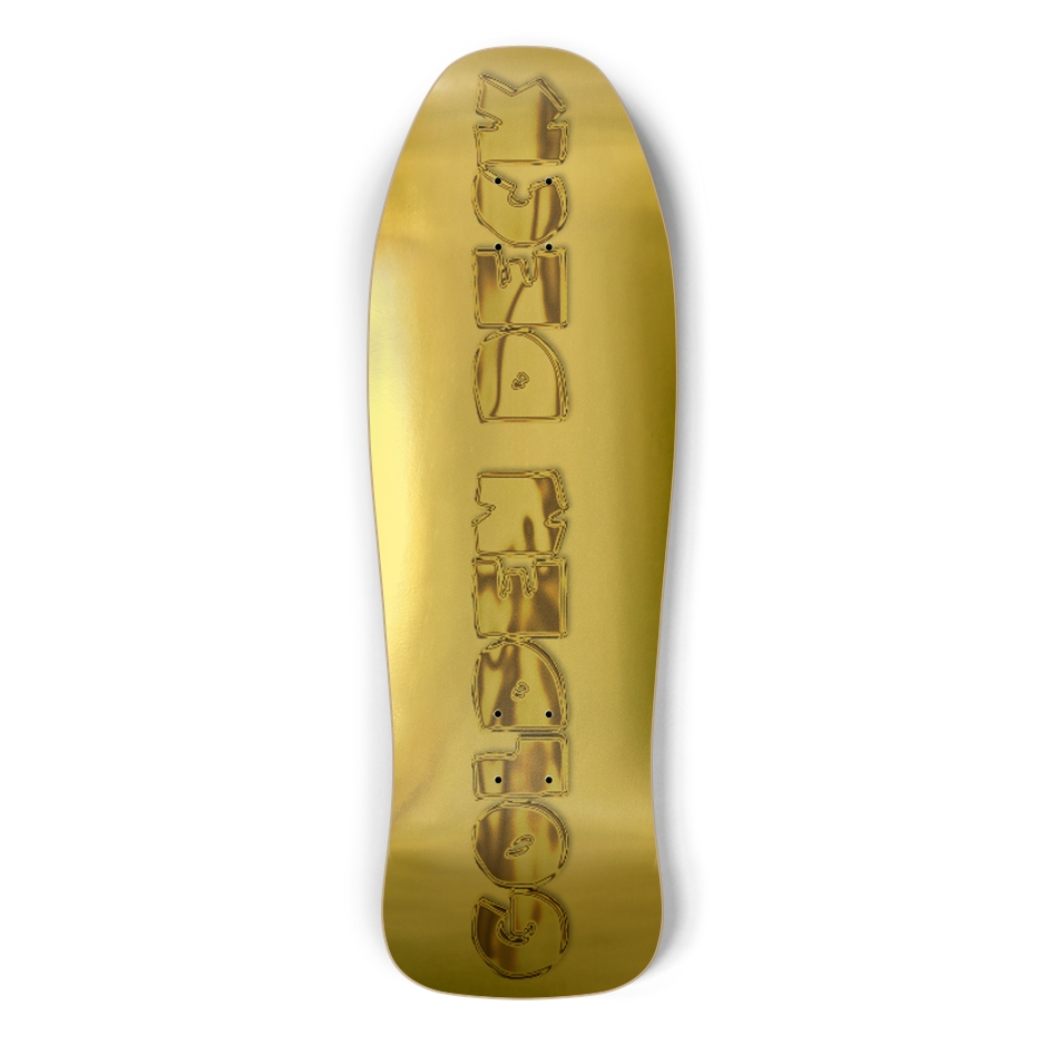 sum1sk8boards gold foil old school shape skateboard
