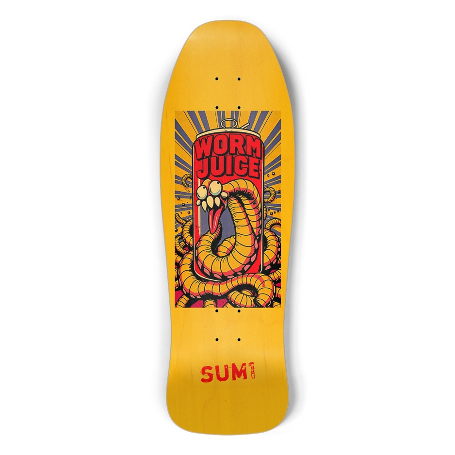 sum1sk8boards worm juice old school shape skateboard