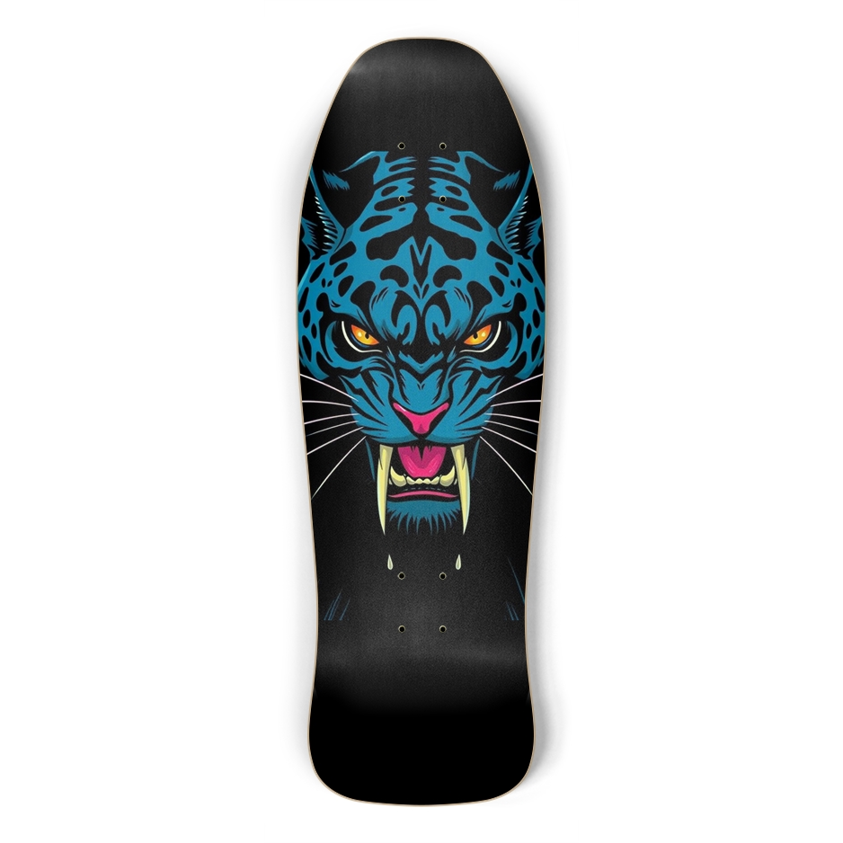sum1sk8boards glow in the dark panther old school shredder shape skateboard