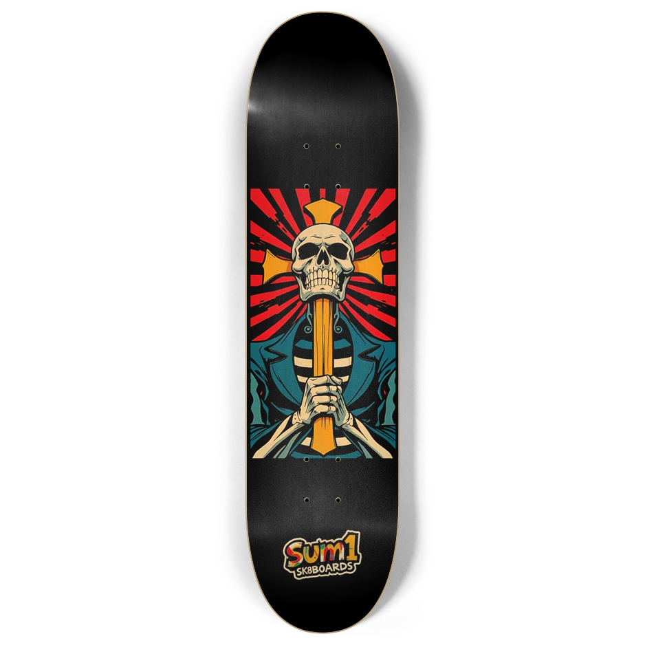 sum1sk8boards skull & cross 8" popsicle skateboard