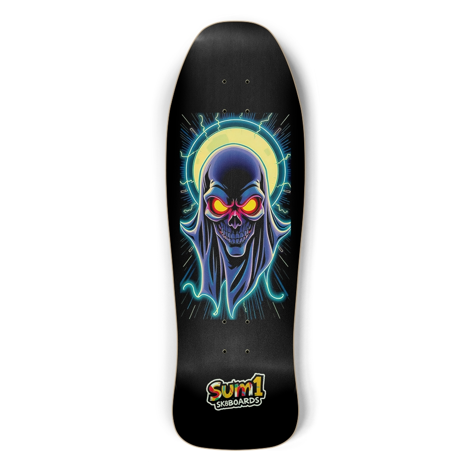 sum1sk8boards glow in the dark phantom old school shape skateboard