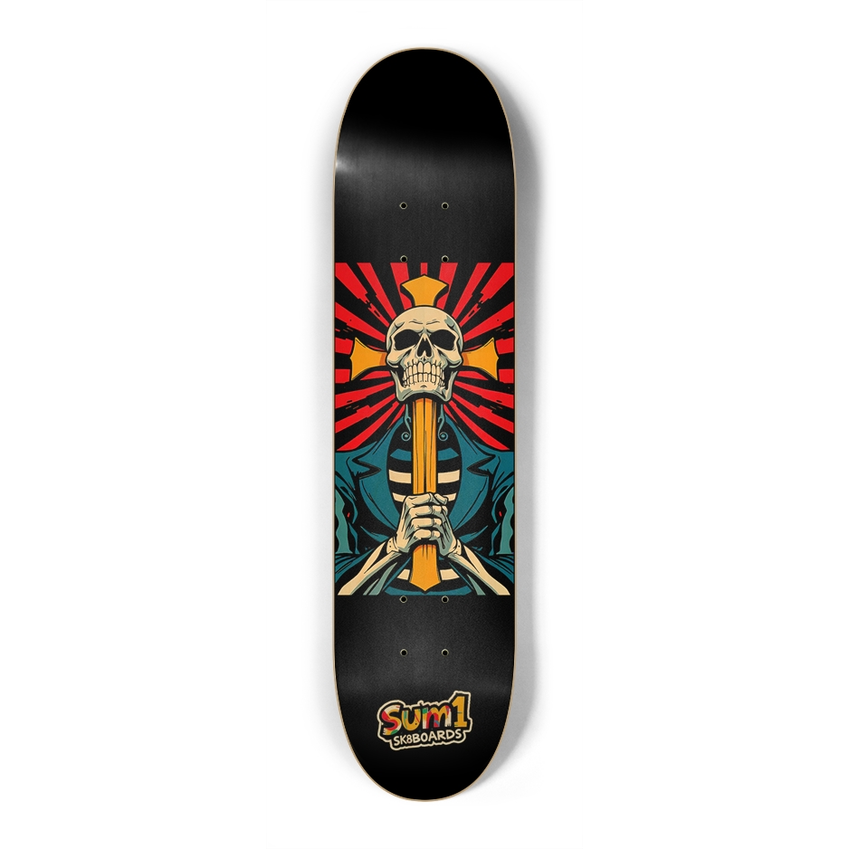 sum1sk8boards skull & cross 7.25 popsicle skateboard