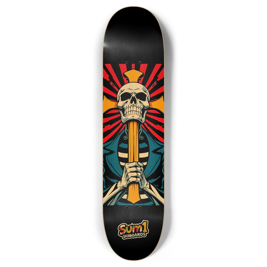 sum1sk8boards skull & cross 7.87 popsicle skateboard