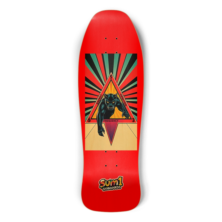 sum1sk8boards tri panther 2 old school shape skateboard