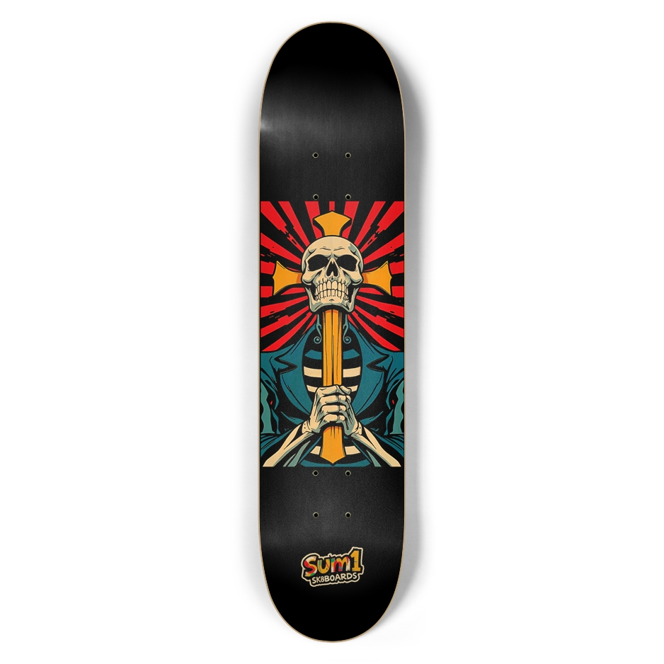 sum1sk8boards skull & cross 7.5 popsicle skateboard