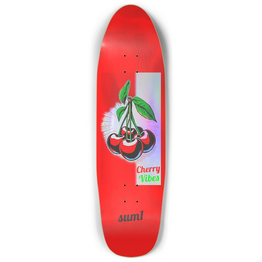 sum1sk8boards cherry vibes holographic old school shape pool skateboard