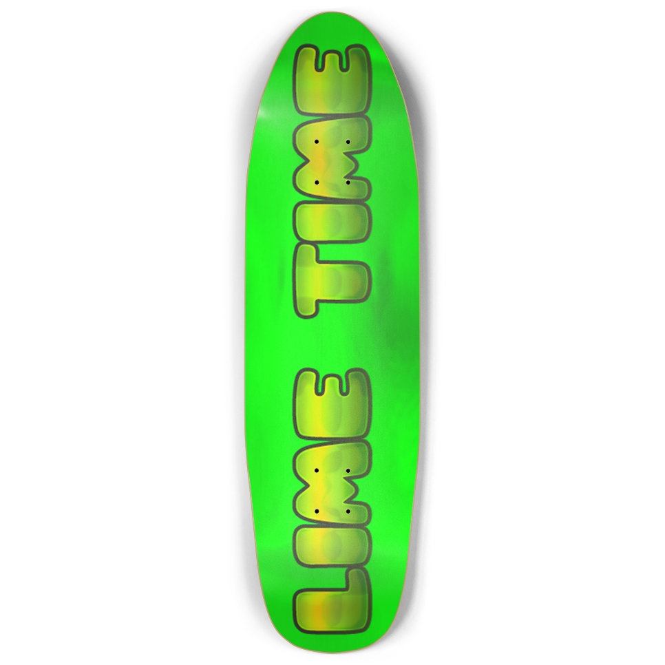 sum1sk8boards old school shape pool holographic lime time skateboard