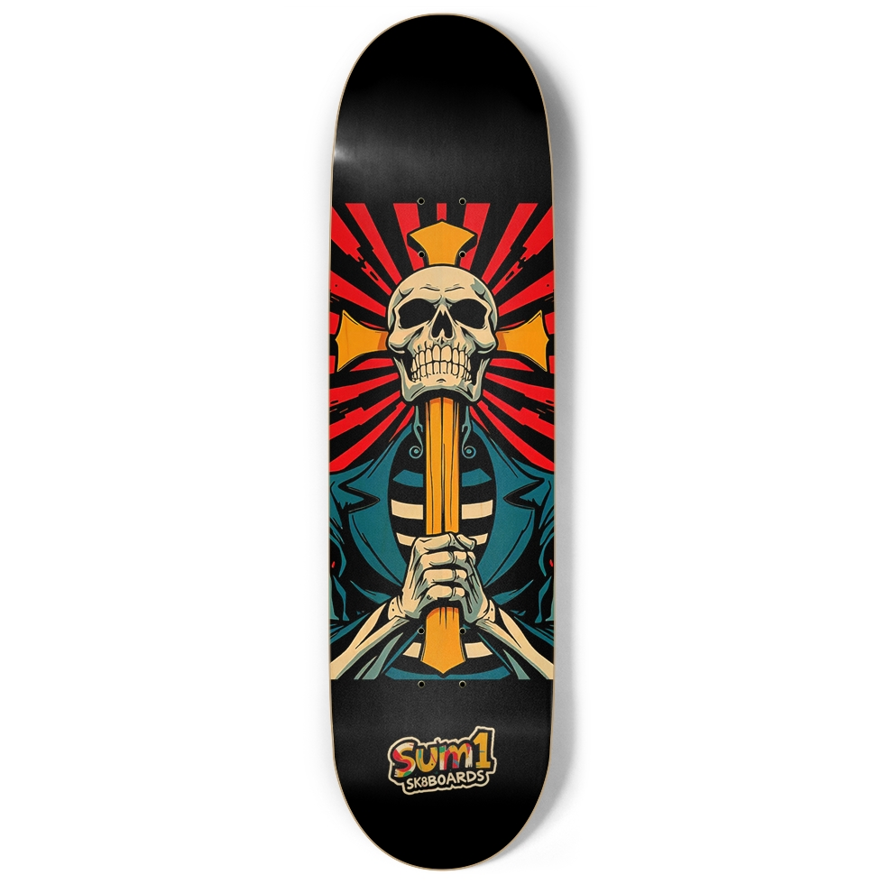 sum1sk8boards skull & cross 9" popsicle skateboard