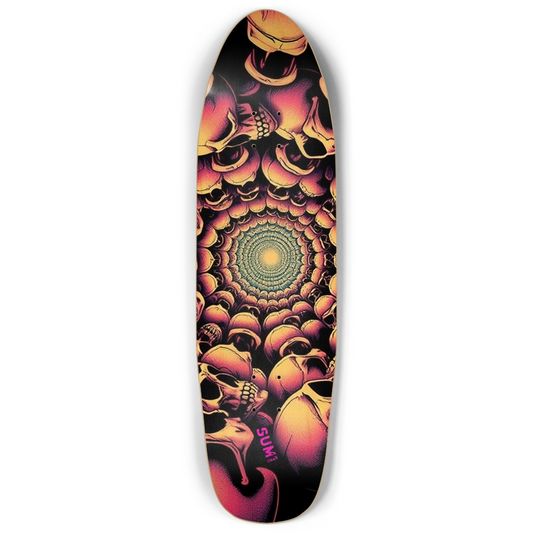 sum1sk8boards pink spiral skeleton punk nose pool board