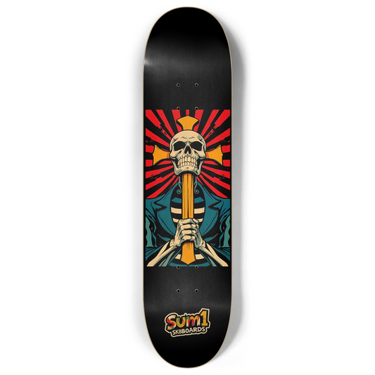 sum1sk8boards skull & cross 8" popsicle skateboard