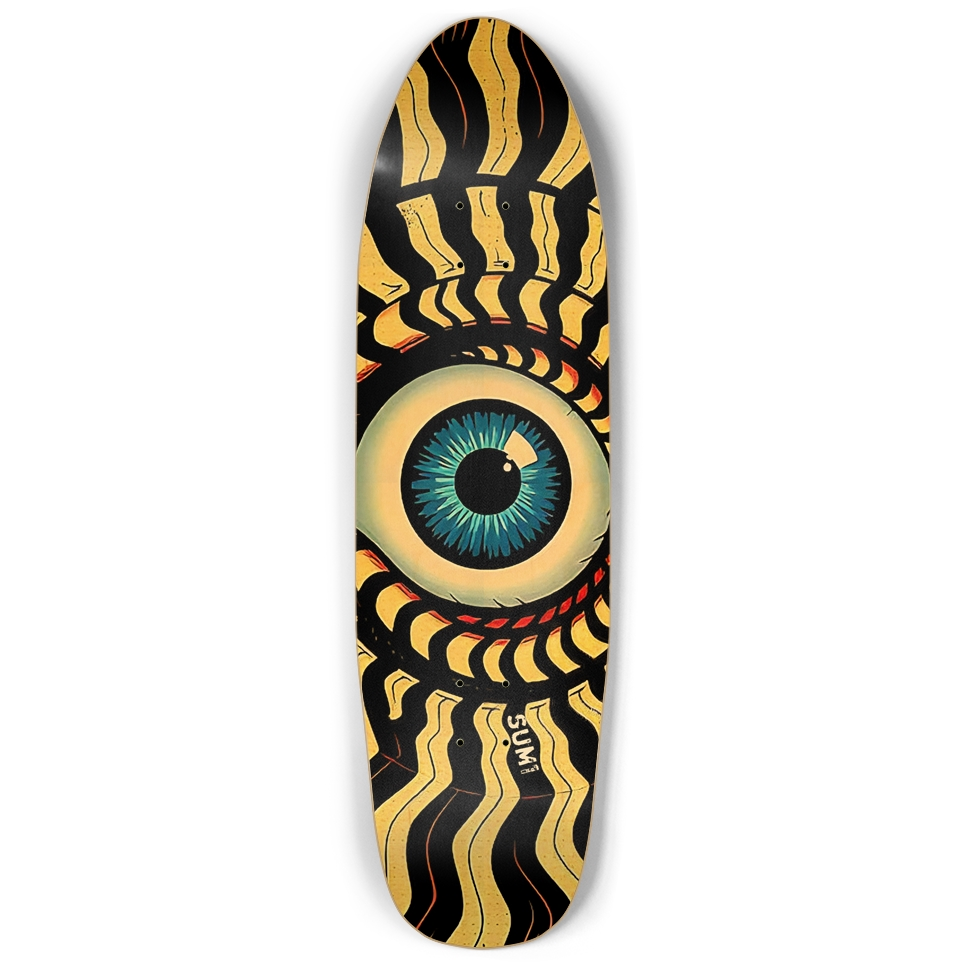sum1sk8boards old school shape pool eyeball spiral skateboard