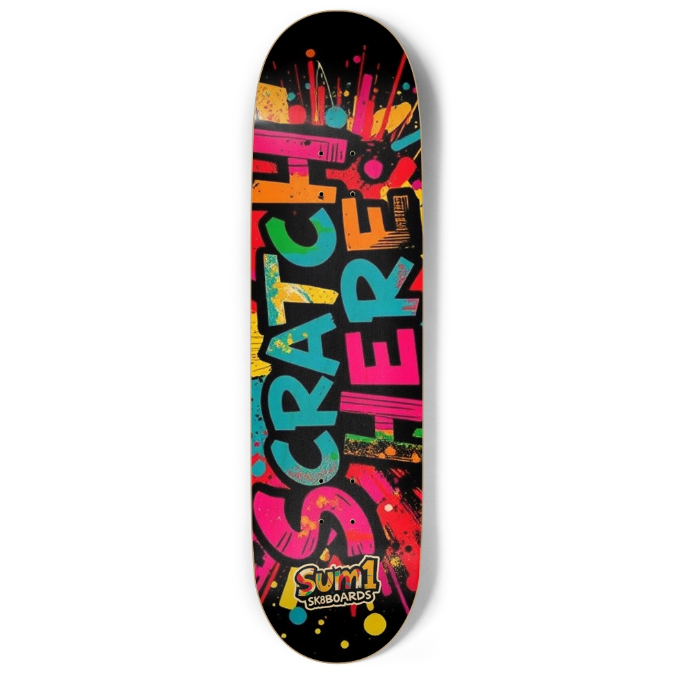 sum1sk8boards scratch here 9" popsicle skateboard
