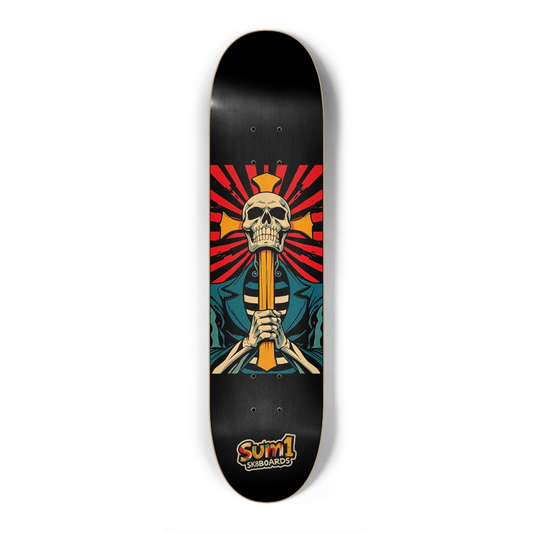 sum1sk8boards skull & cross 7.25 popsicle skateboard