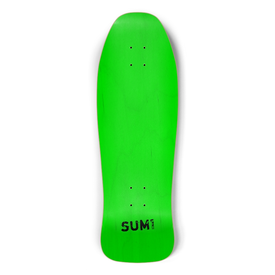 sum1sk8boards blank natural green old school shape skateboard